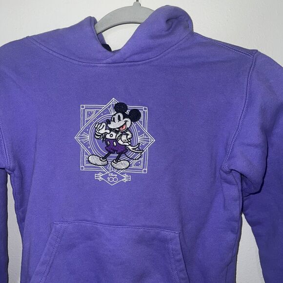 Mickey & Friends Disney 100 Celebration Kids 7/8 Purple Hooded Sweatshirt - Picture 2 of 8